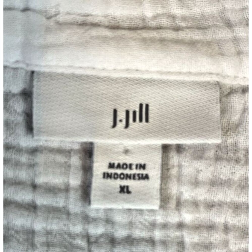 J Jill NEW womens white tab sleeve gauze pullover blouse XL 100% cotton breezy - Picture 4 of 9